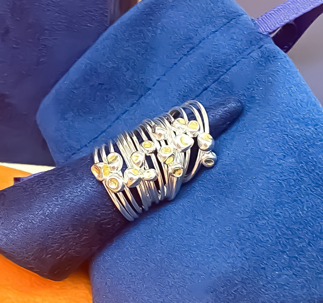 Mila Stacking Ring with 24ct Gold Accents